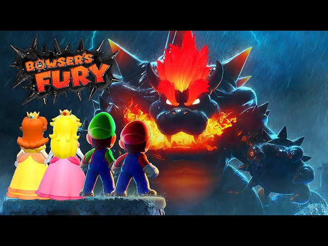 Bowser's Fury: Mario vs Luigi vs Peach vs Daisy - Full Game Walkthrough (4-Player Splitscreen Race)