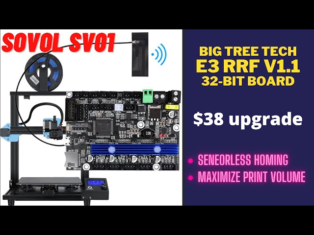 Big Tree Tech E3 RRF 32-bit board, sensorless homing to maximize print volume - SOVOL SV01, Ender 3