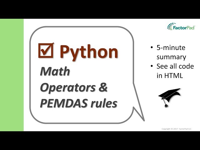 Python math operators and PEMDAS order of operations | Python for Beginners