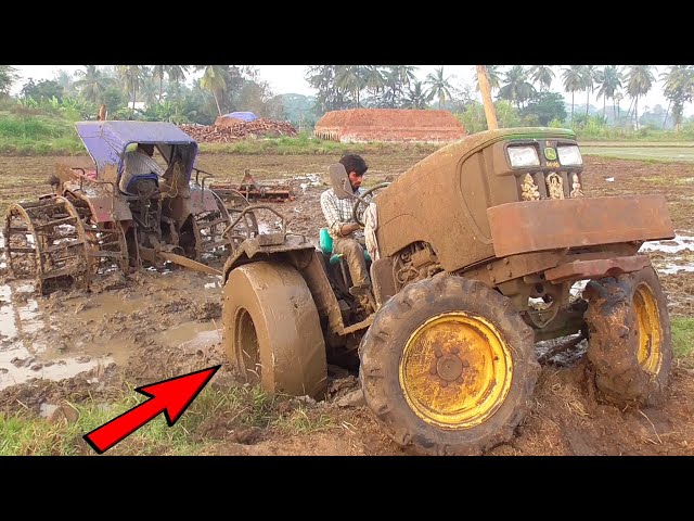 John Deere Tractor Stuck In Mud Get Helps Mahindra Tractor with Cage Wheels | Tractor Videos