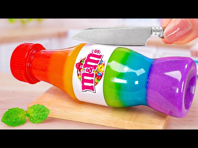 Satisfying Make Miniature M&M Rainbow Jelly in Mini Kitchen - Mini Yummy Sweet Desert Fruit Jelly