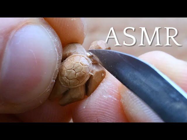 Carving a Wooden Turtle Pendant - ASMR Wood Carving