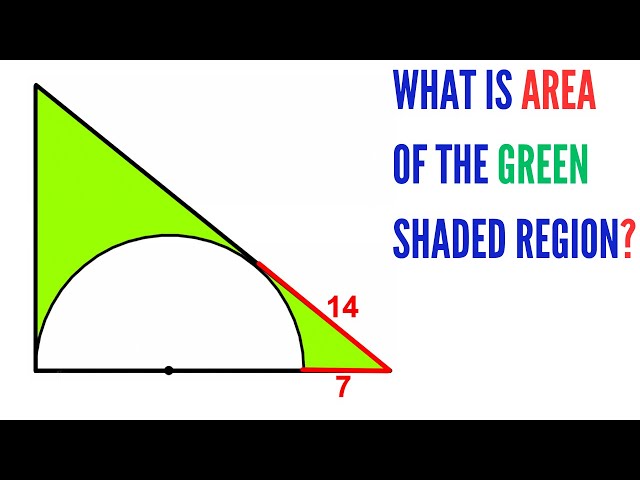 Can you find area of the Green shaded region? | (Semicircle in a triangle) | #math #maths #geometry