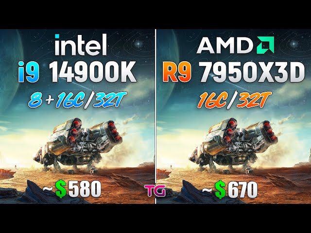Core i9 14900K vs Ryzen 9 7950X3D - Test in 10 Games