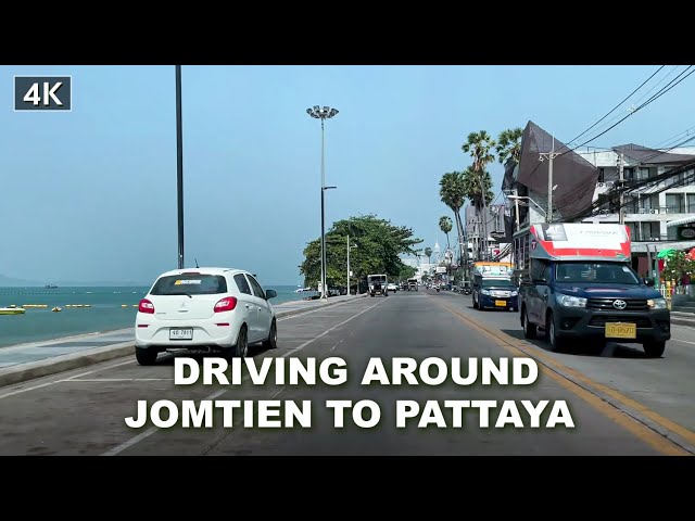 【4K】Driving From jomtien beach  to Pattaya beach Thailand (2021)