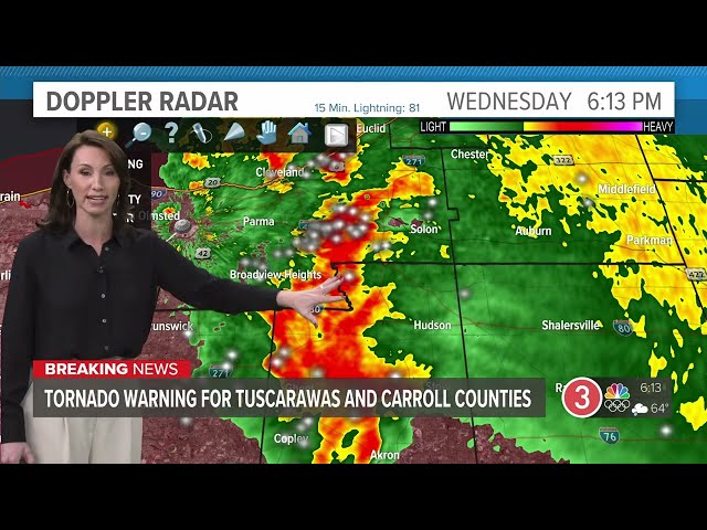 WATCH: Tornado warning for portions of Carroll, Tuscarawas counties