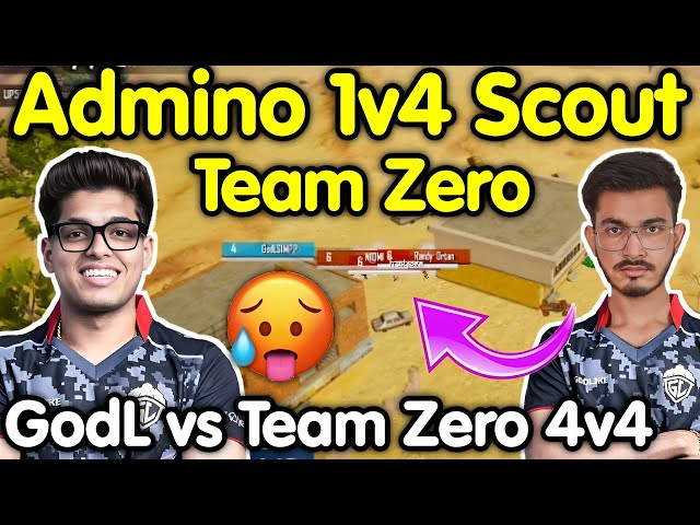 Admino 1v4 Scout Team 🔥 Godlike vs Team Zero 4v4 fight in last zone 🇮🇳