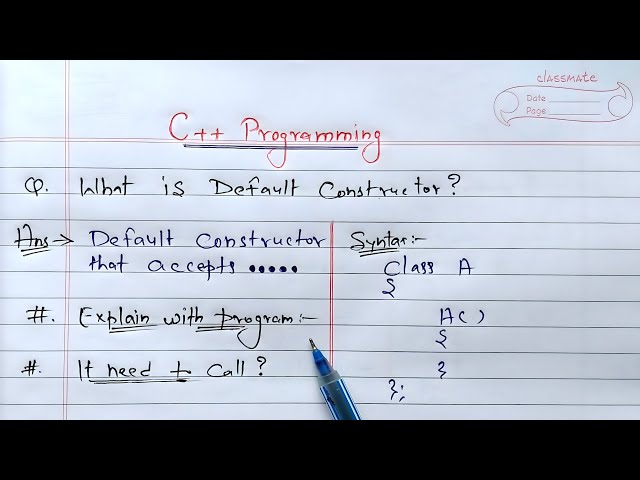Default Constructor in C++ | syntax and example of default constructor in c++