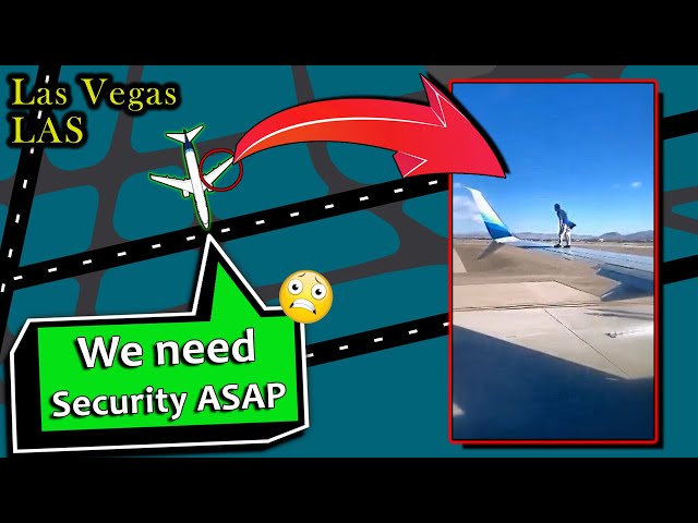 MAN CLIMBS ONTO THE WING OF ALASKA AIRLINES at Las Vegas!