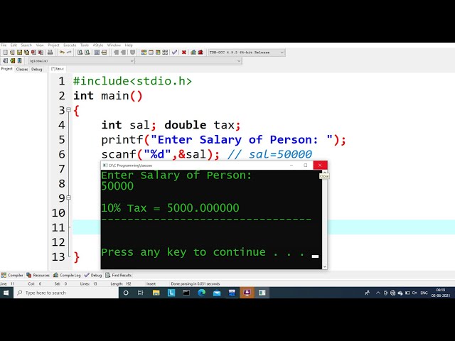 c program to calculate tax on a salary | Learn Coding