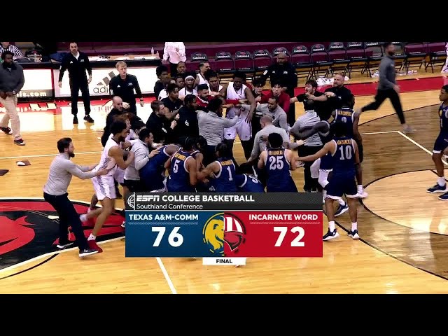 Brawl breaks out after handshake line altercation in Texas A&M Commerce vs. Incarnate Word