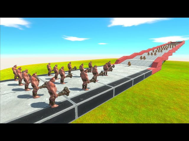 Ogre Lord vs Achilles Wave Stairs Battle -  Animal Revolt Simulator