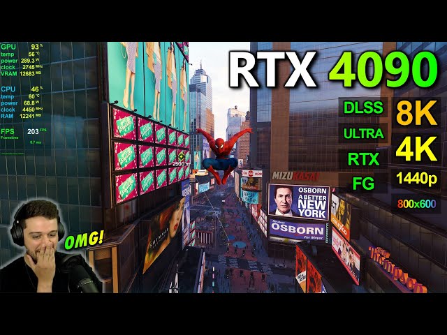 RTX 4090 | Spider-Man Remastered - 8K, 4K, 1440p, 800x600 - Ultra / DLSS / RT