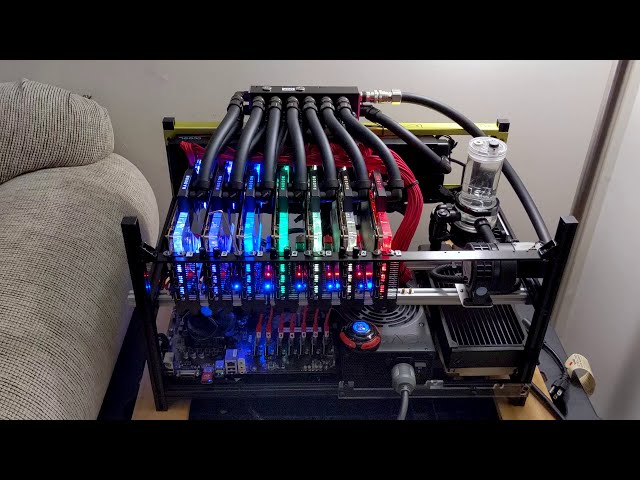 7 GPU Water Cooled mining rig FREE HEAT!