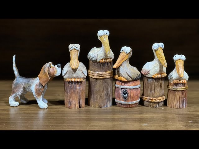 목각인형 조각하기 - 펠리칸 Woodcarving - carve a Pelican