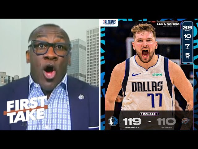 FIRST TAKE | Shannon GOES CRAZY to Luka Doncic gets 29 on one knee as Mavs win Game 2 vs. Thunder