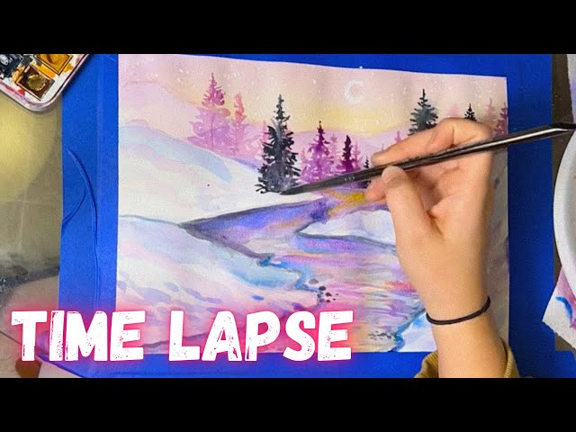 Winter Wonderland Watercolor Painting Time Lapse