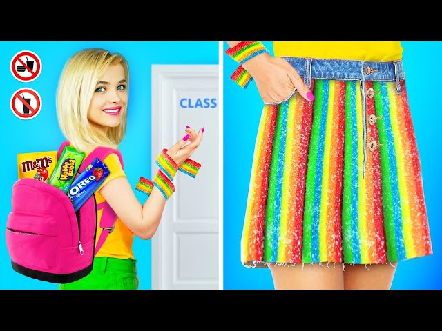 SNEAKING FOOD INTO SCHOOL | Best Ways to Sneak Candy in Class! Cool Ideas & Tricks by RATATA BOOM