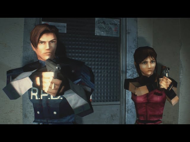 Resident Evil 2 Remake: PS1 DLC Costume Gameplay (RE2 '98 Leon and Claire Costumes)