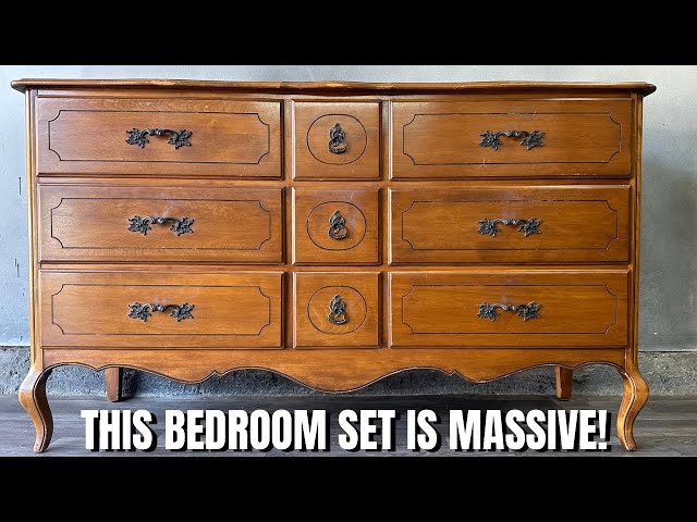 THIS was one MASSIVE FRENCH PROVINCIAL bedroom set MAKEOVER || Furniture flipping side hustle