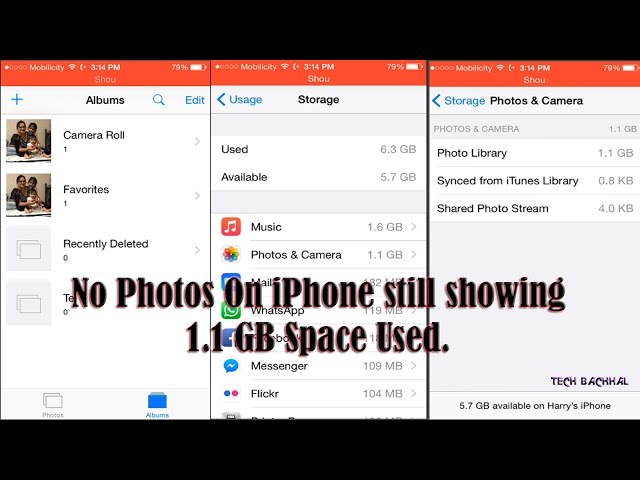 No Photos On iPhone Still Showing 1.1 GB Space Used