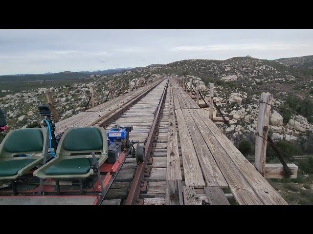 RAILCART on high bridge over HWY94 Campo CA.