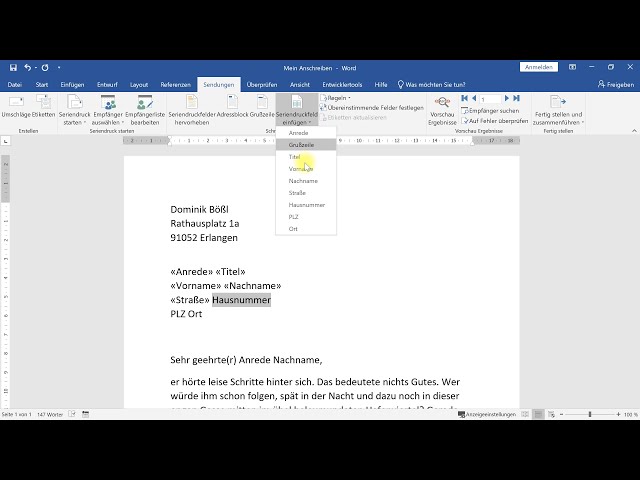 Seriendruck in Word: Serienbriefe mit Excel-Datenquelle erstellen – Word-Tutorial