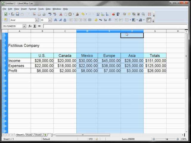 3 -  LibreOffice-Calc, OpenOffice-Calc, Excel Tutorial - Formatting the Fictitous Company
