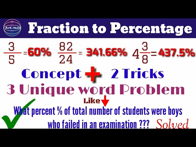 How to convert fraction into percentage | Mixed Fraction into Percent | Zero Math