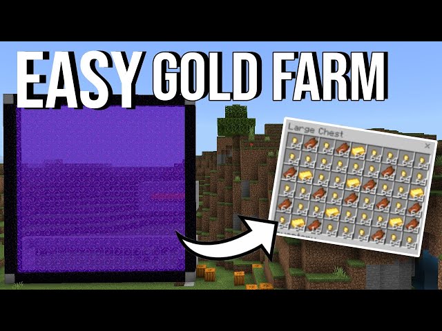500+ gold ingots HOW TO MAKE A GOLD FARM IN POCKET EDITION (Easy tutorial of gold farm)