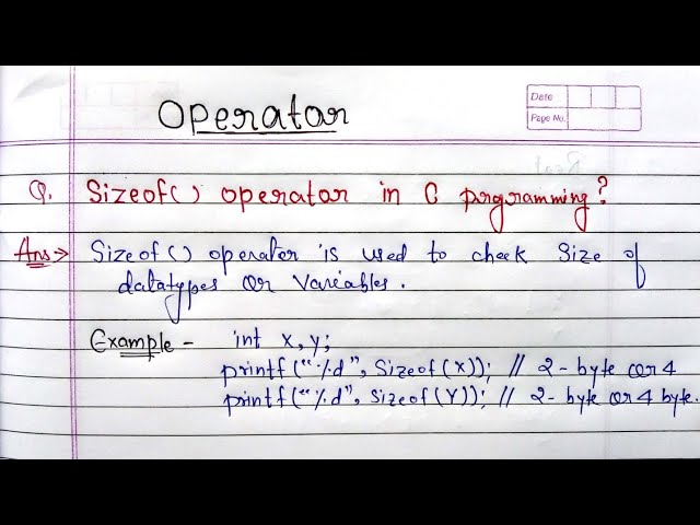 Sizeof operator in C programming in hindi | unary Operators- sizeof() | C language unary Operators