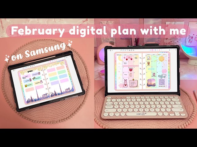 Digital plan with me on Samsung galaxy tab ❤️ digital planning w/ Penly android app