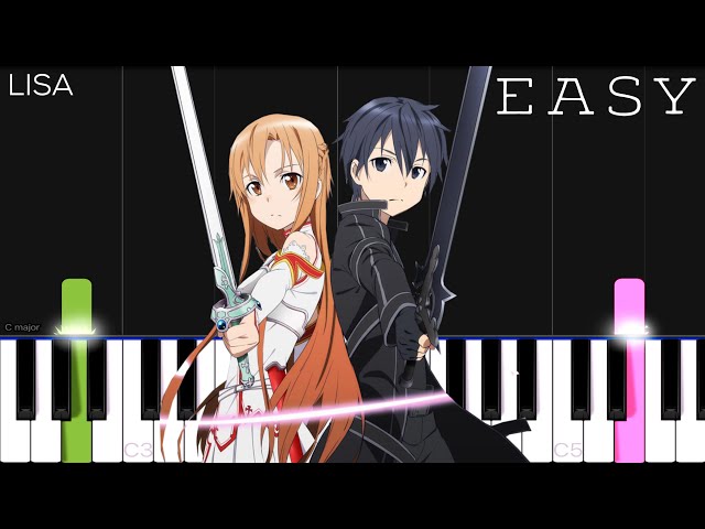 Sword Art Online OP 1 - Crossing Field - LiSA | EASY Piano Tutorial