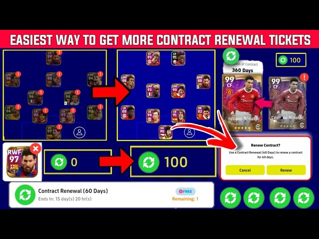 How To Get More Contract Renewal Tickets In eFootbal 2022 Mobile | Contract Expired Problem Solved