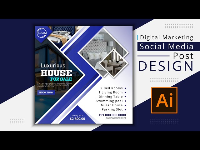 Digital Marketing Social Media Post Design Tutorial in Illustrator | Instagram and FB Banner Design