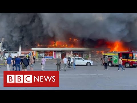 Russian missile strikes crowded shopping centre in Ukraine - BBC News