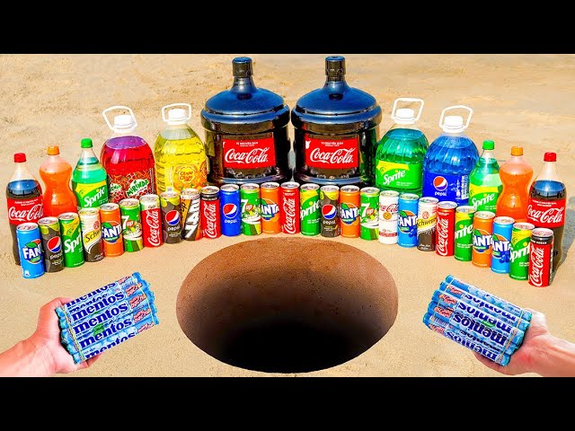 Experiment: Giant Coca Cola bottles, Chupa Chups, Pepsi, Sprite, Mirinda and Mentos Underground