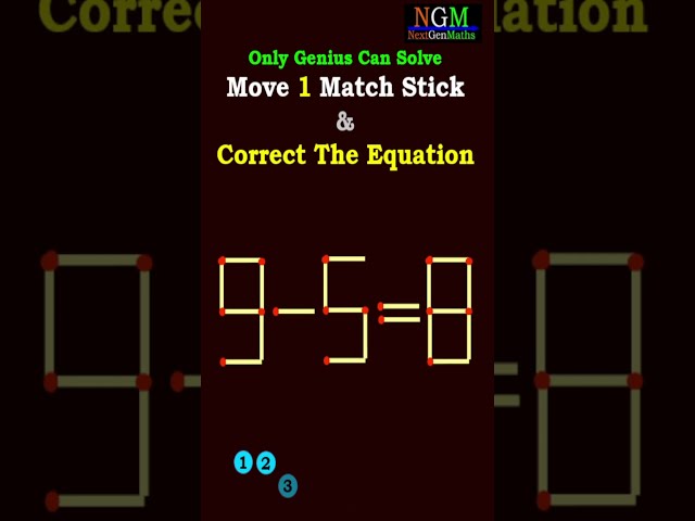 #viralshorts #trending #matchstick  PUZZLE 104 Move 1 Match Stick & Correct The Equation