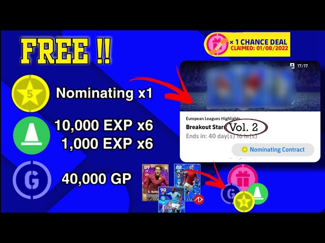 Free Chance Deal, 5 ⭐ Nominating Contracts, Free Gp & Training Contract | Efootball 2022 Mobile