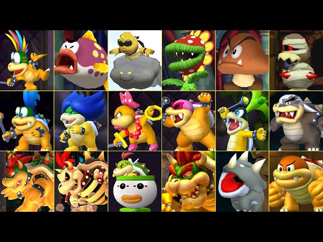 New Super Mario Bros Series - All Bosses (No Damage)
