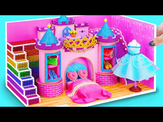 (Cute) Build Amazing Pink Castle Bedroom and DIY Princess Dress from Clay ❤️ DIY Miniature House