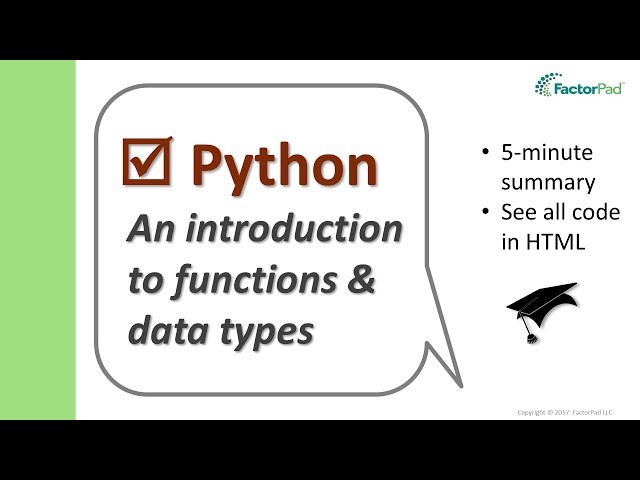 An introduction to Python functions and data types | Python for Beginners