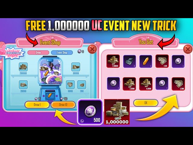 😱 Get 500 Free UC Coins | Got Free UC From  1M Million Free UC Event | Trick To Get Free UC | PUBGM