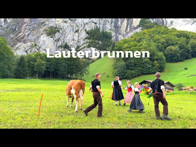 [4K]🇨🇭Lauterbrunnen, Swiss : Fairy-Tale Paradise Village / Breathtaking falls & Cow Parade💖Sep. 2023