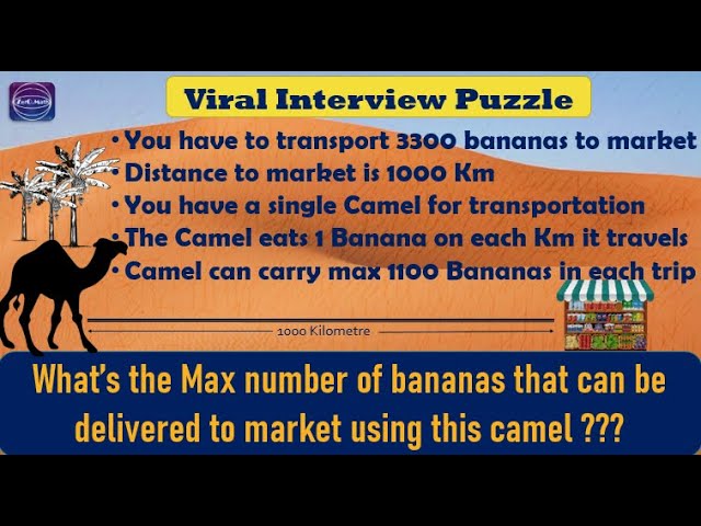 camel and bananas puzzle | Math riddle | interview puzzle | how to solve logical puzzle | Zero Math