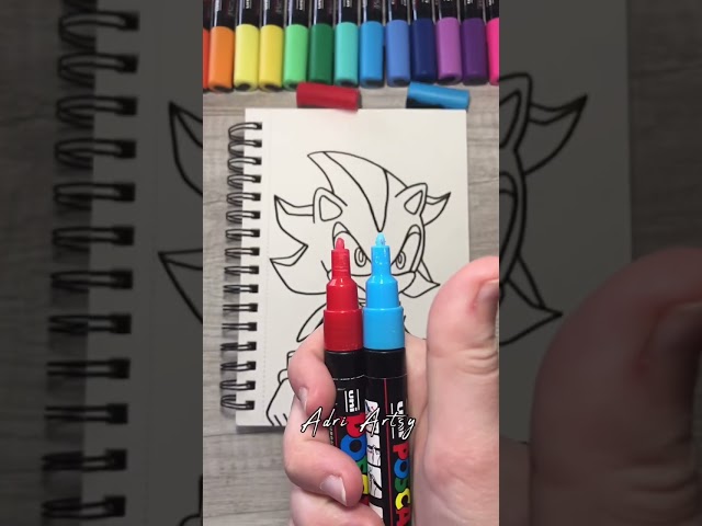 Drawing Shadow the Hedgehog Glitch Effect with Posca Markers!