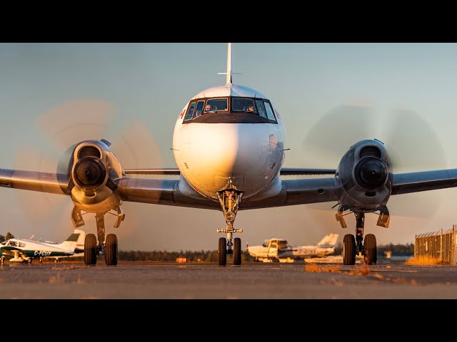 ONLY CV-5800 IN CANADA! 67 Year-Old Convair CV-5800 Startup & Takeoff From YYJ