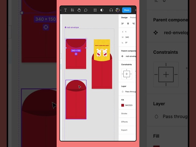 Making red envelopes in Figma! #shorts