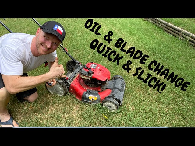 Troy Bilt Lawn Mower Oil Change and New Blade; QUICK & SLICK!!