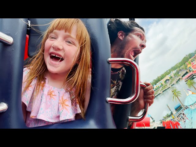 ADLEY goes UPSiDE DOWN!!  Navey meets Elsa & Anna Frozen Princesses! Disney Family Day at Disneyland
